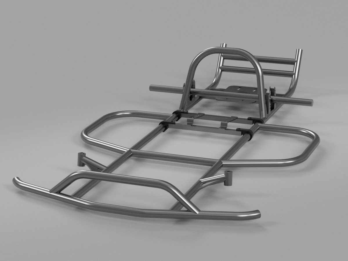 The kart frame assembly in CAD